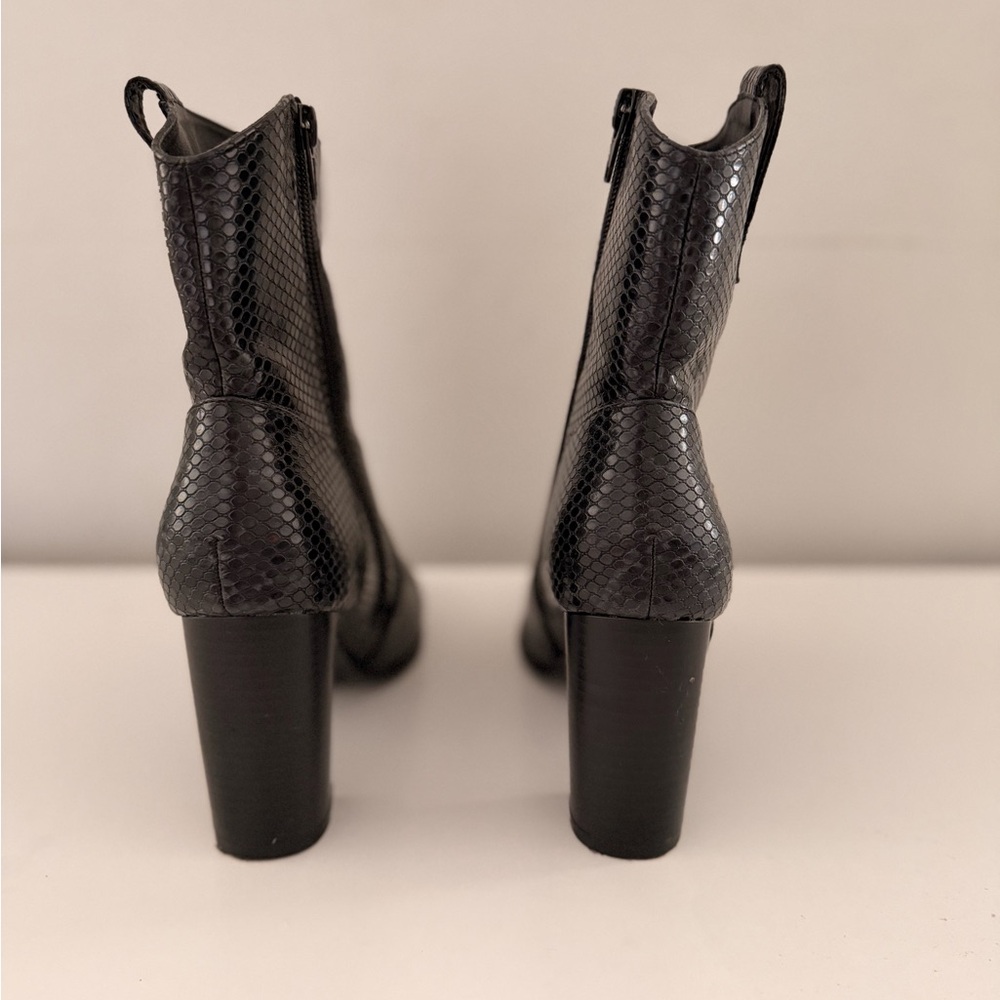 Krush Black Snakeskin Heeled Boots